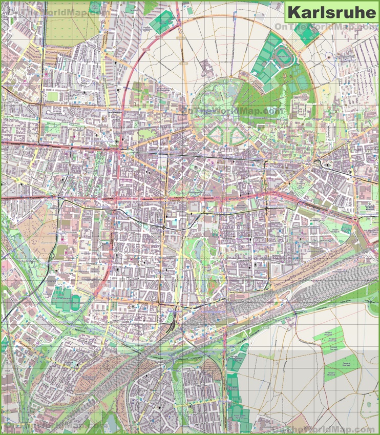Large Detailed Map Of Karlsruhe Max 