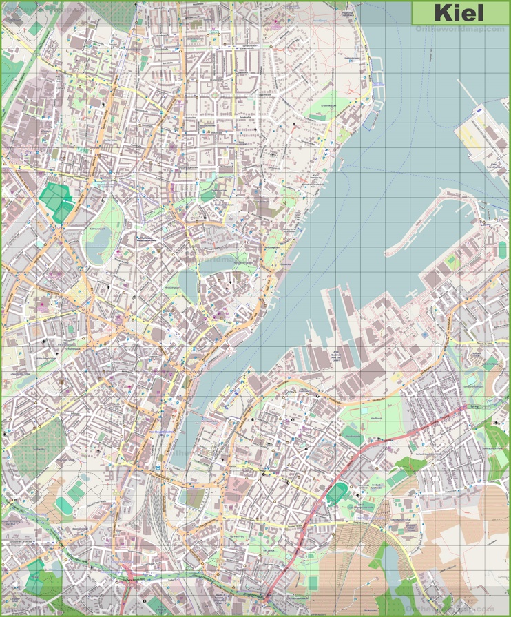 Large detailed map of Kiel