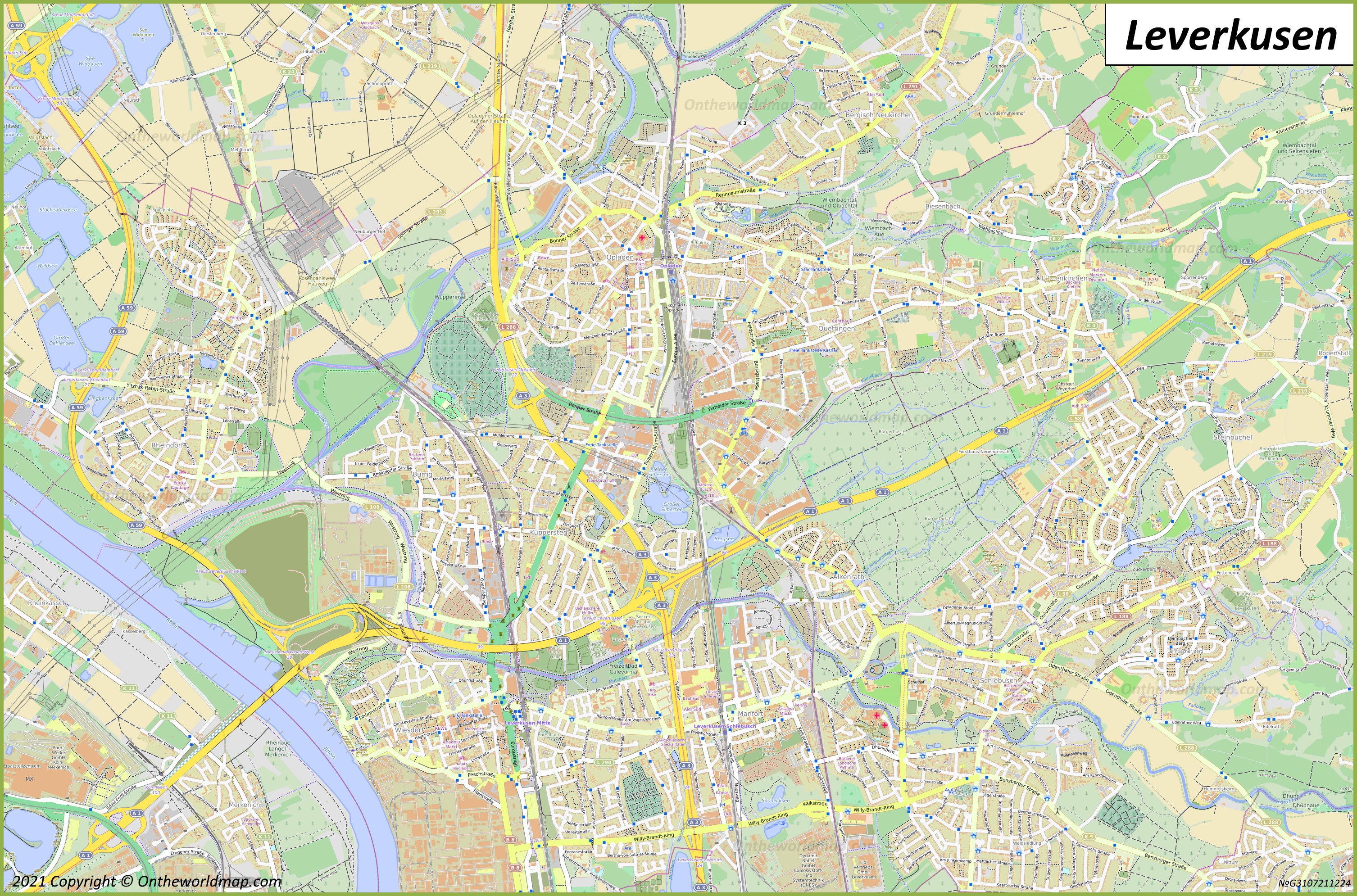 Map of Leverkusen