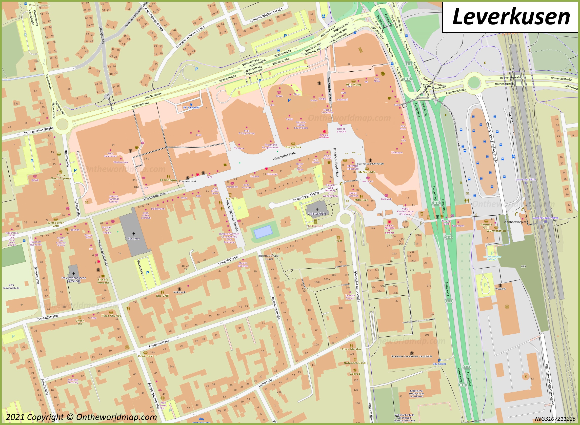 Leverkusen City Center Map