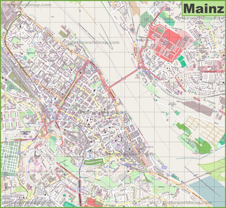 Large detailed map of Mainz
