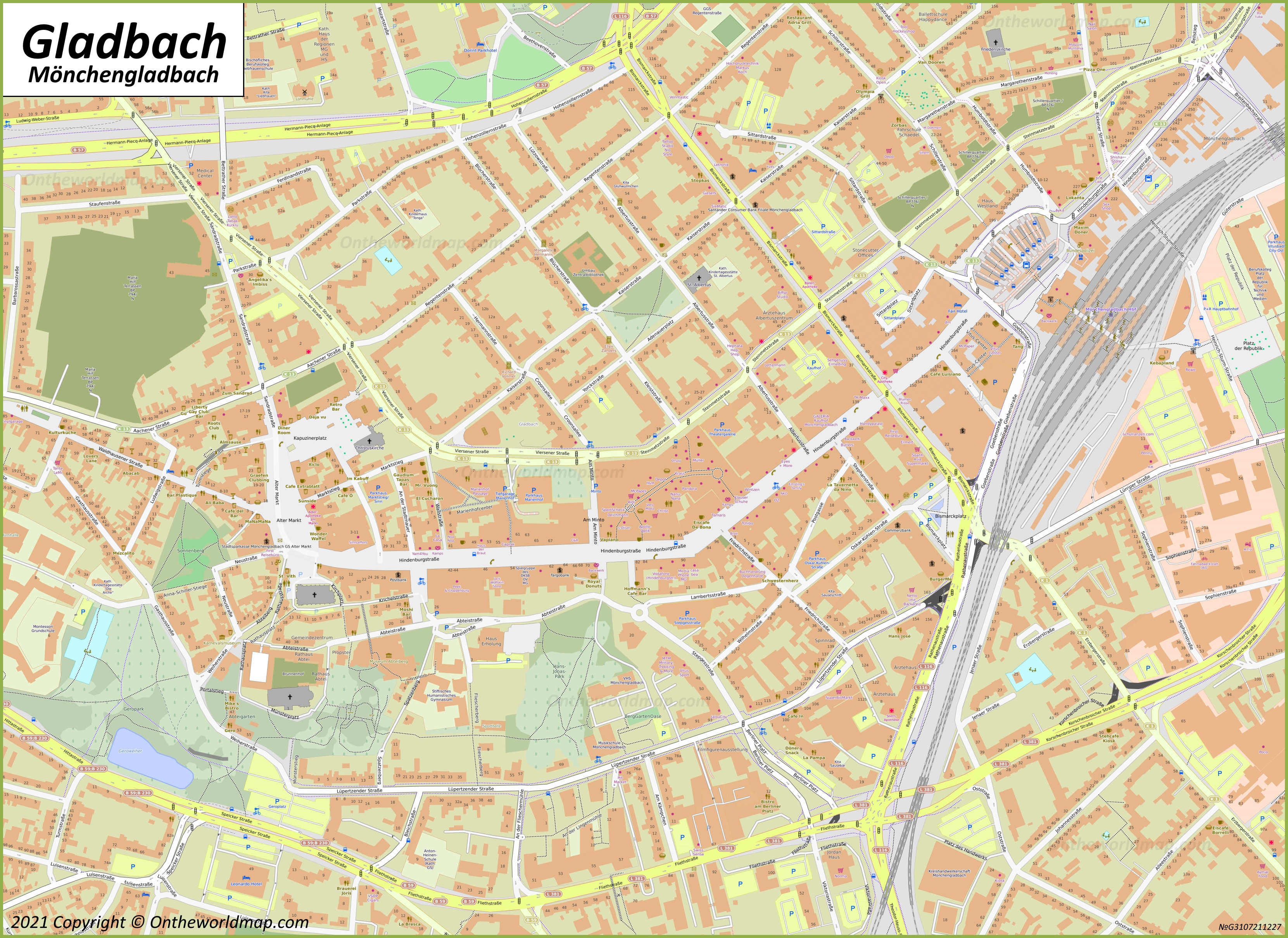 Map of Gladbach (Old Town of Mönchengladbach)