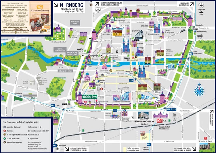 Nürnberg sightseeing map