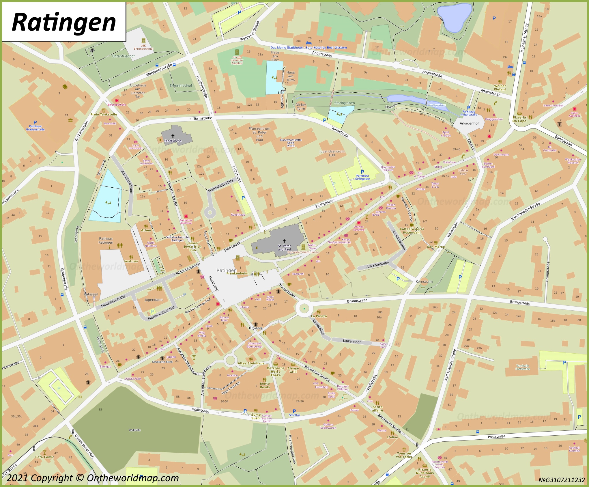 Ratingen City Center Map