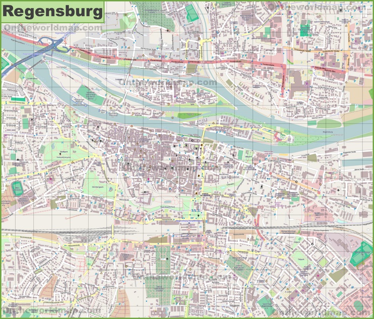 Large detailed map of Regensburg