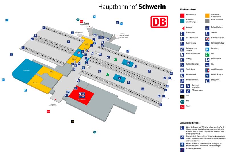 Schwerin Hauptbahnhof Map (central train station) - Ontheworldmap.com