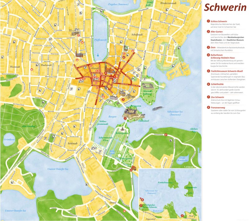 Schwerin Sightseeing Map - Ontheworldmap.com