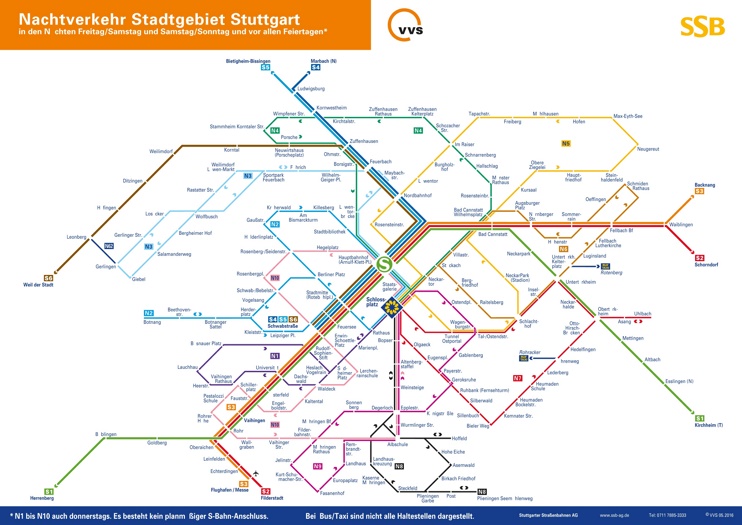 Stuttgart night S-Bahn map