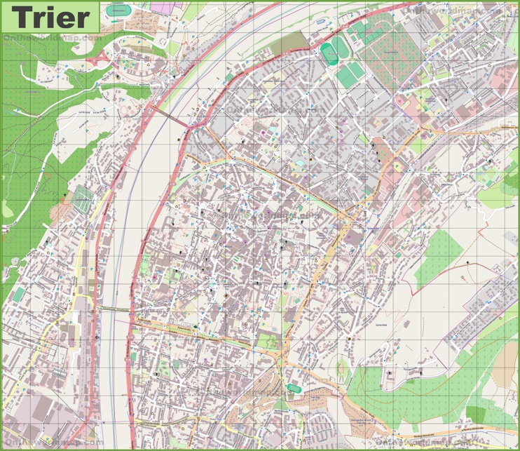 Large detailed map of Trier