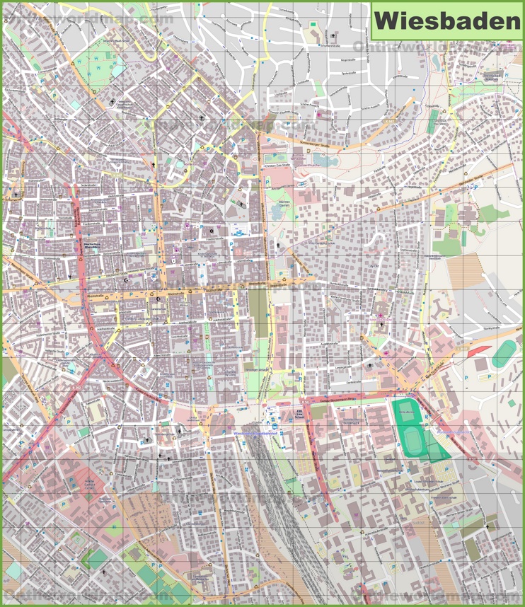 Large detailed map of Wiesbaden