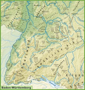Baden-Württemberg physical map