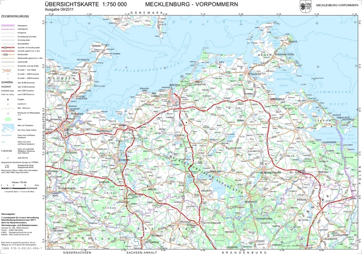 Large detailed map of Mecklenburg-Vorpommern