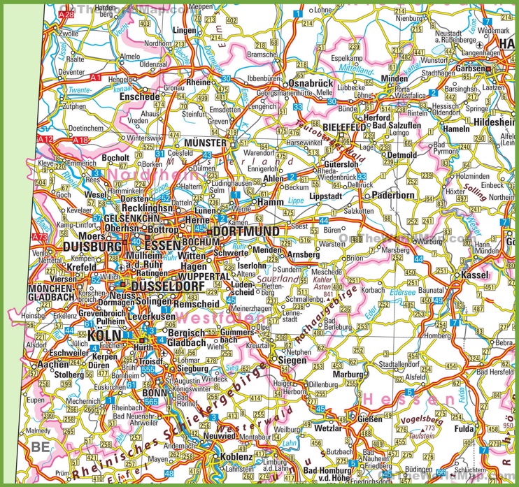 North Rhine-Westphalia road map