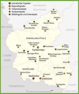 Map of airports in Rhineland-Palatinate