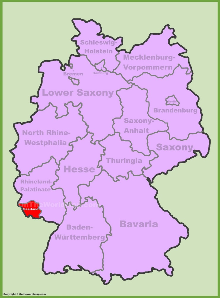Saarland location on the Germany map