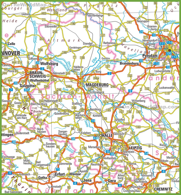 Saxony-Anhalt road map