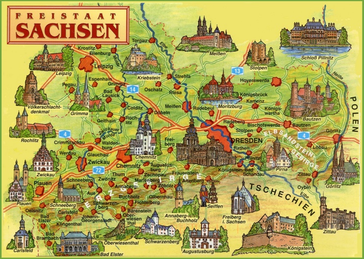 Saxony tourist map