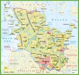 Schleswig-Holstein physical map