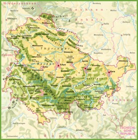 Thuringia physical map