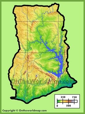 Ghana physical map