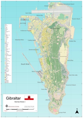 Large detailed map of Gibraltar