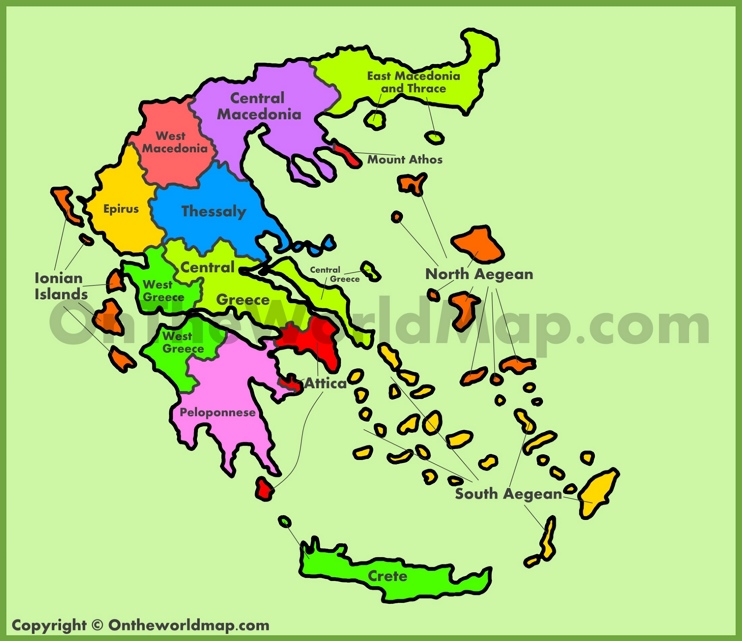 Administrative map of Greece