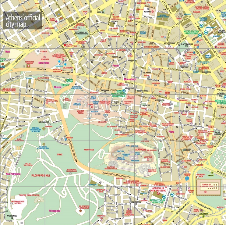 Athens city center map