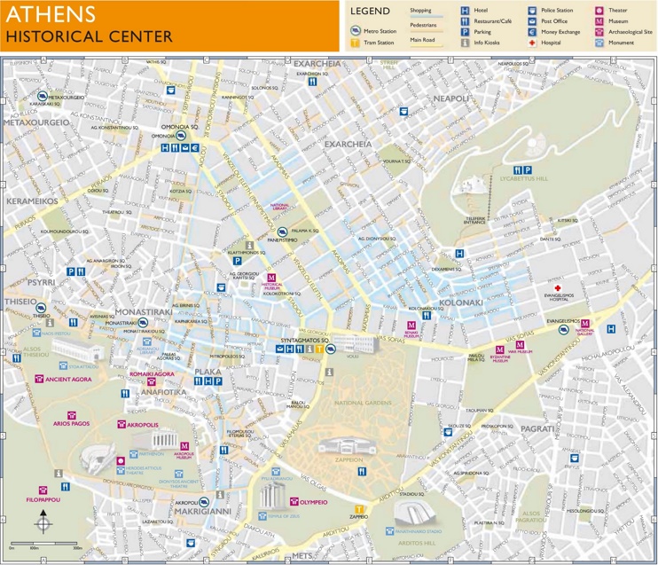 Athens historical center map