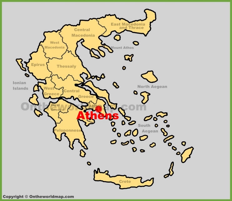 Athens location on the Greece map