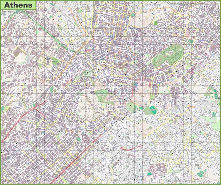 Large detailed map of Athens