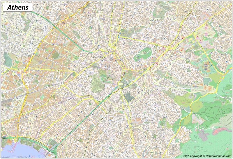 Large detailed map of Athens