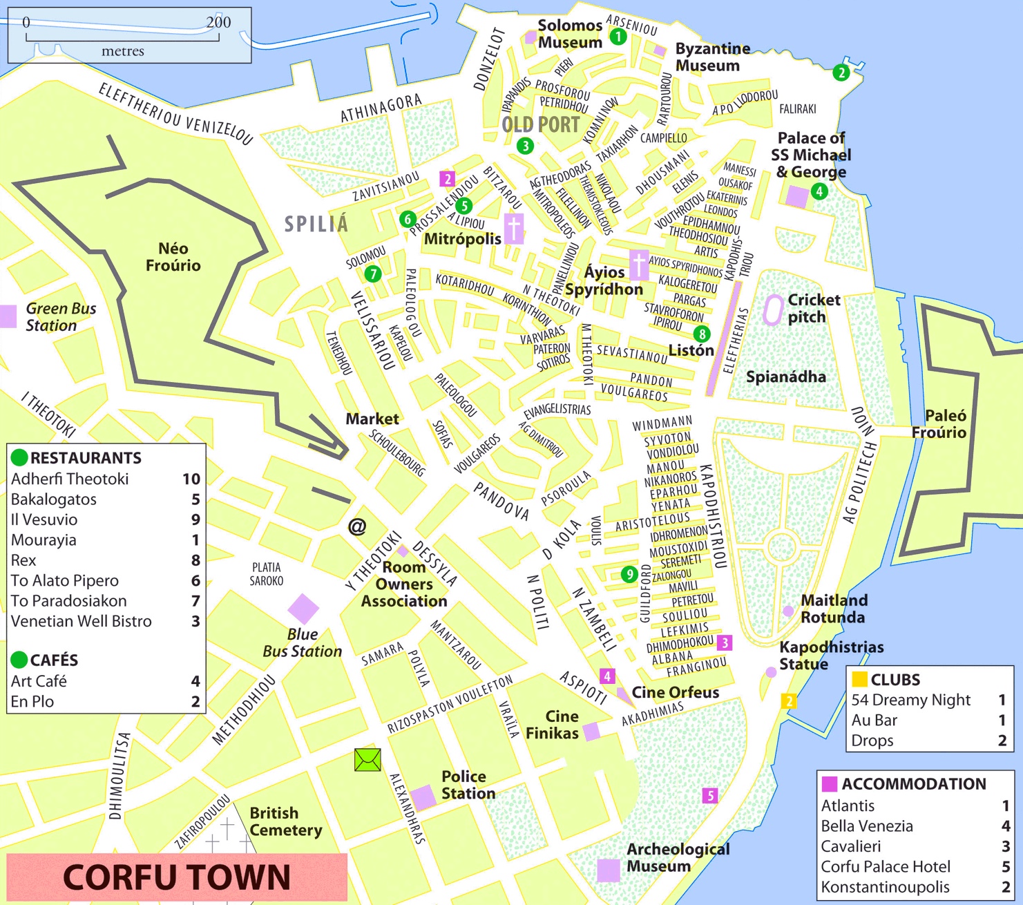 Corfu City sightseeing map - Ontheworldmap.com