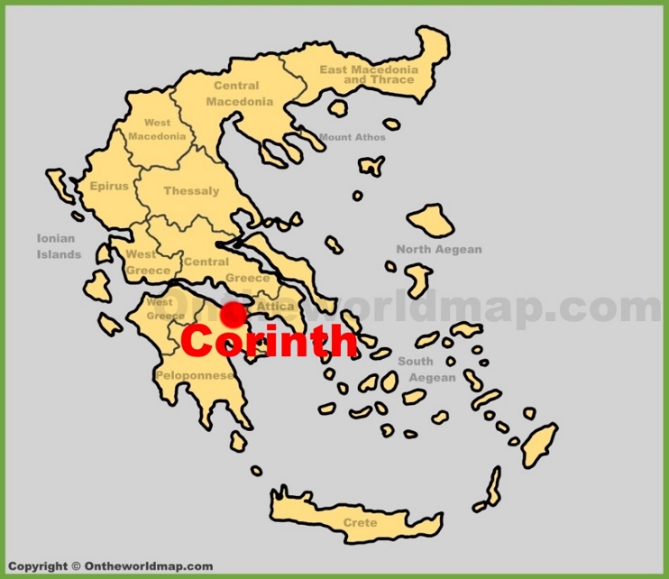 Corinth location on the Greece map