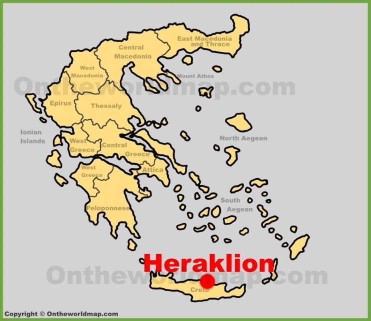 Heraklion location on the Greece map