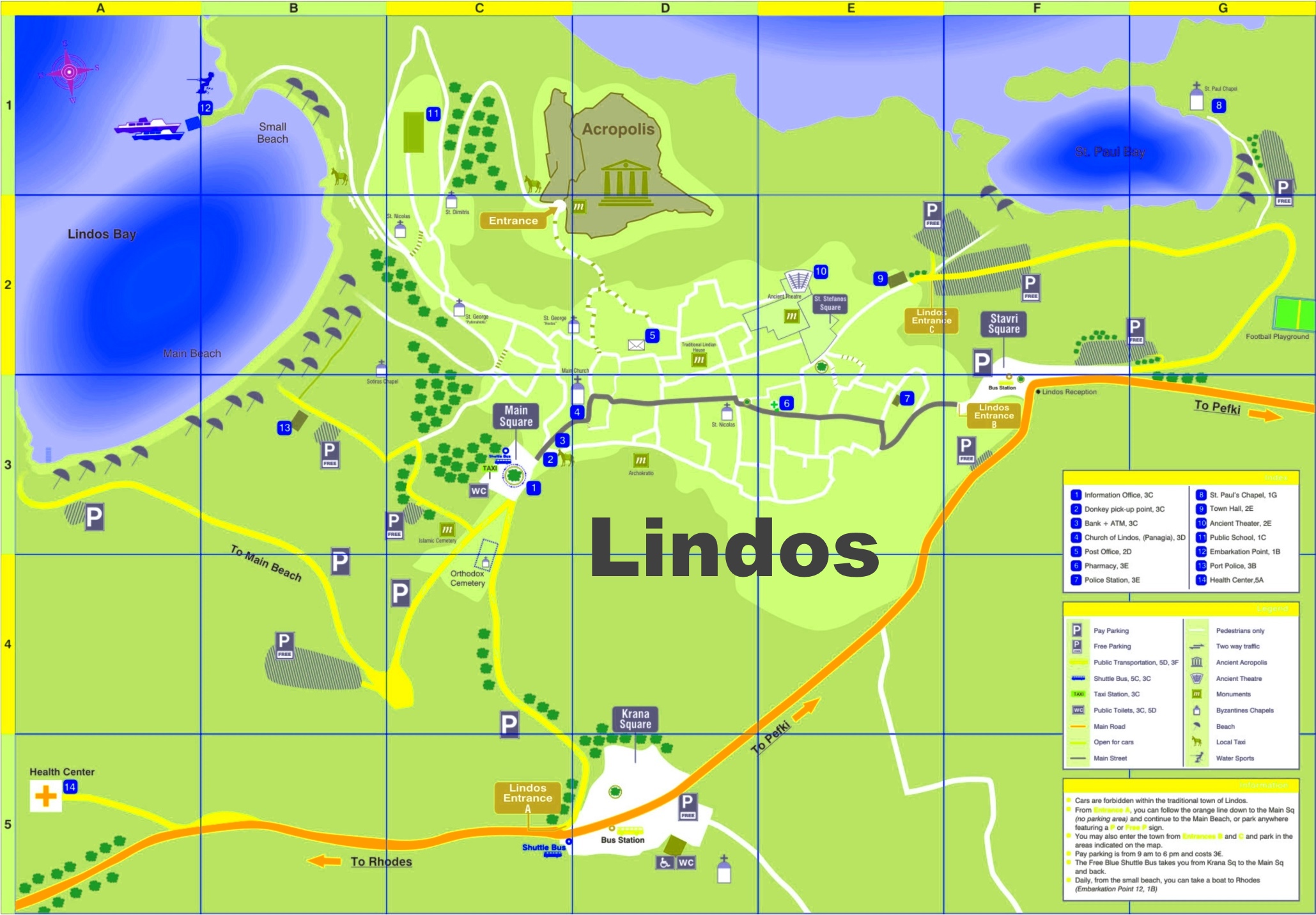 Lindos Tourist Map Ontheworldmap