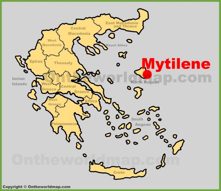 Mytilene location on the Greece map