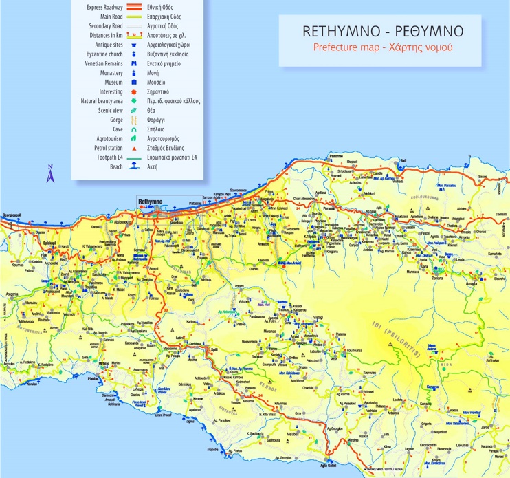 Rethymno area map
