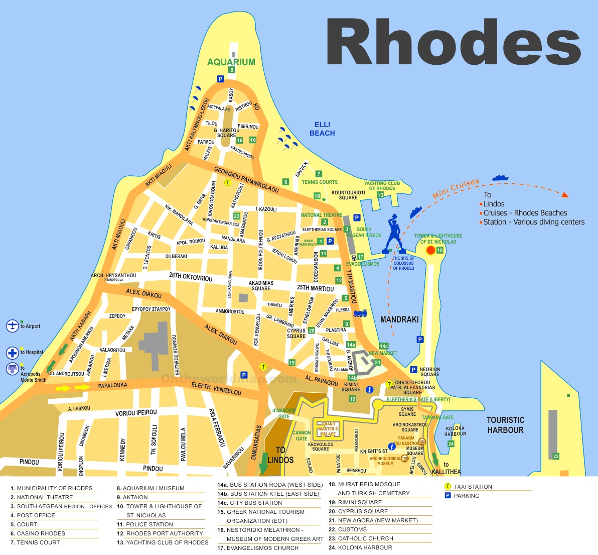 rhodes old town tourist map