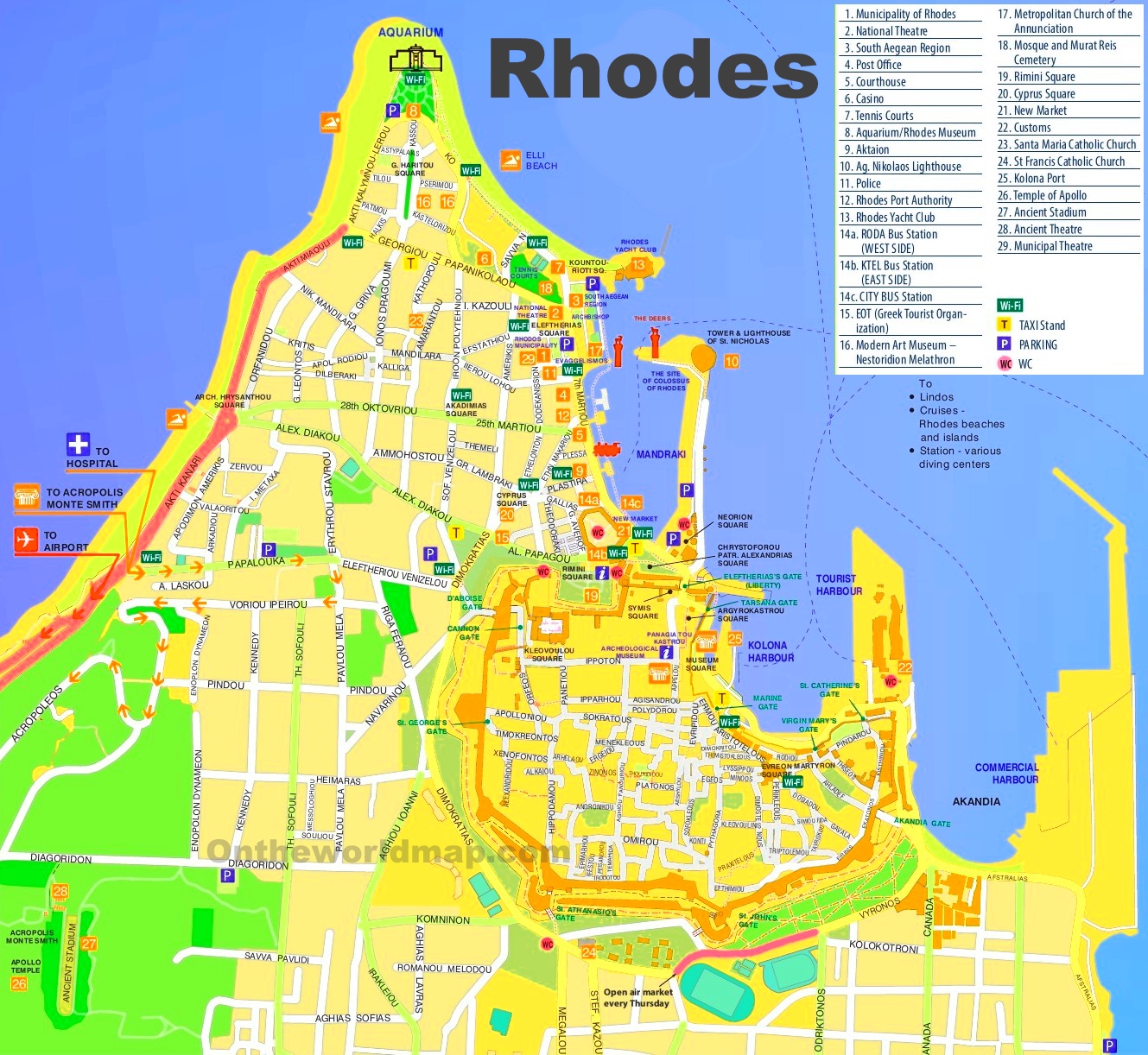 rhodes tourism map