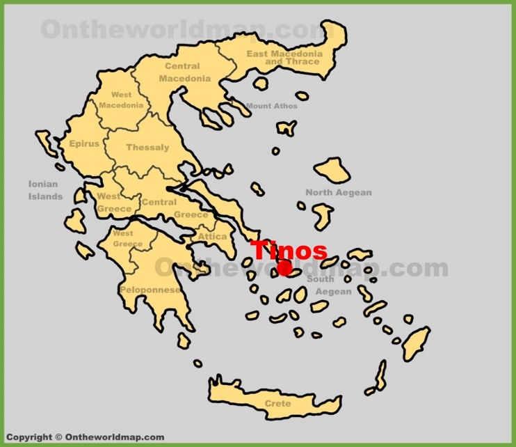 Tinos Town location on the Greece map
