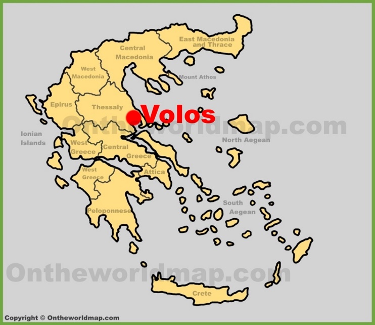 Volos location on the Greece map