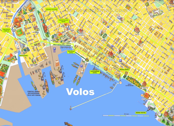 Volos old town map