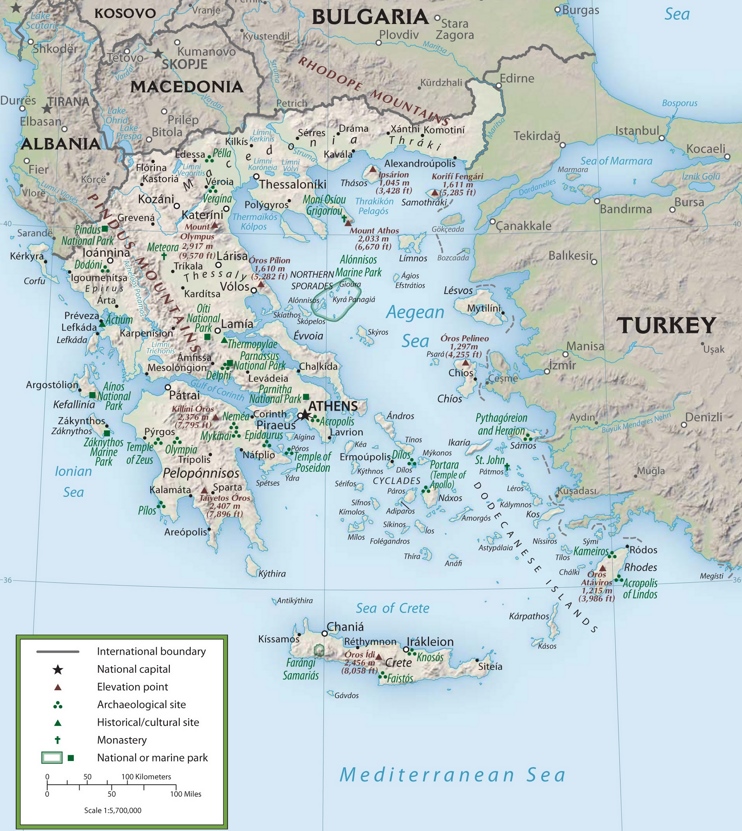 Greece tourist map