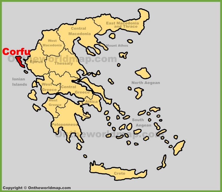 Corfu location on the Greece map
