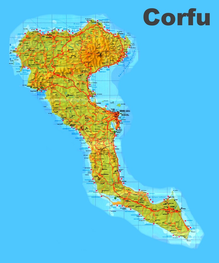 Corfu sightseeing map
