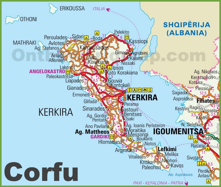 map of islands around corfu