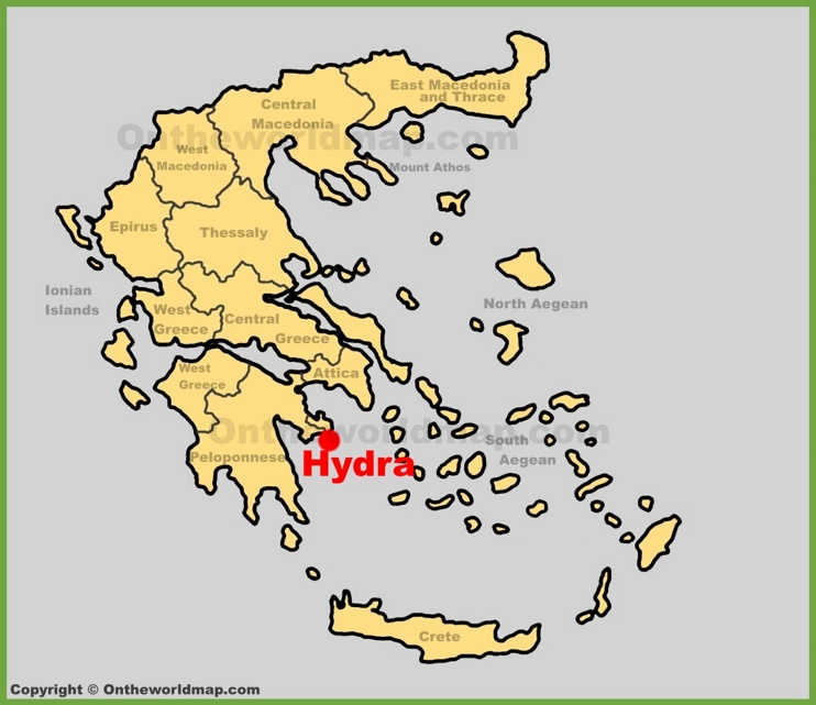 Hydra location on the Greece map 