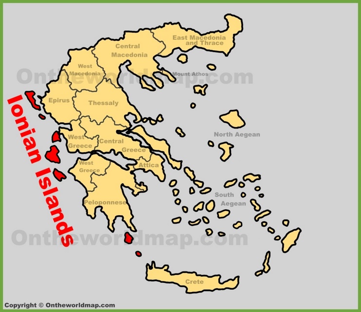 Ionian Islands location on the Greece map 
