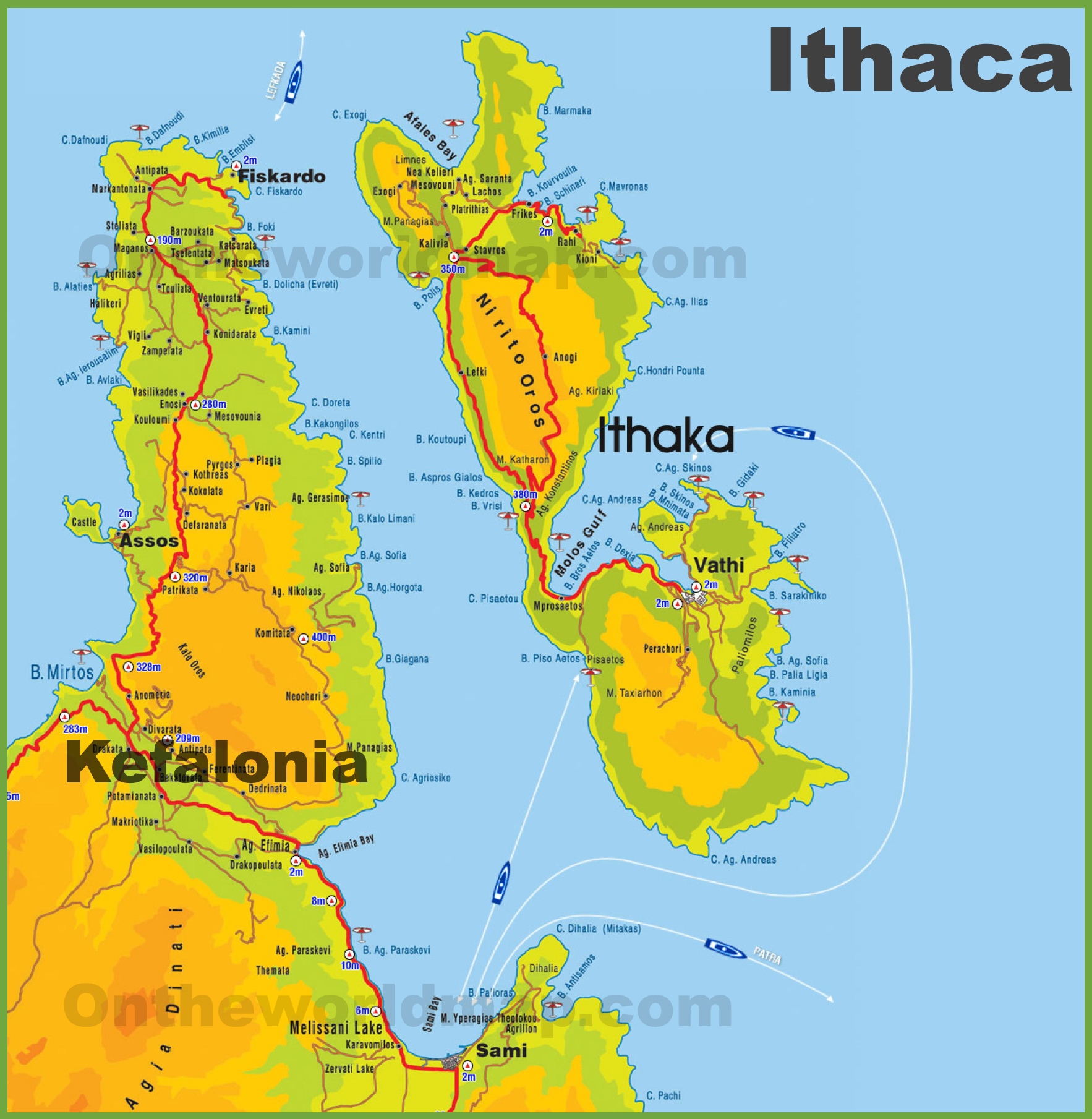 Ithaca Island Map Ithaca Island Map