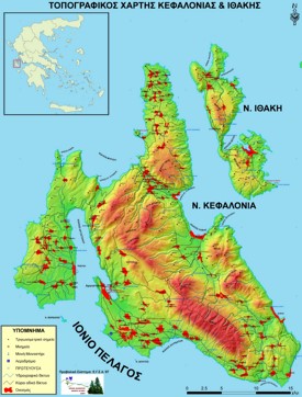 Kefalonia topographic map